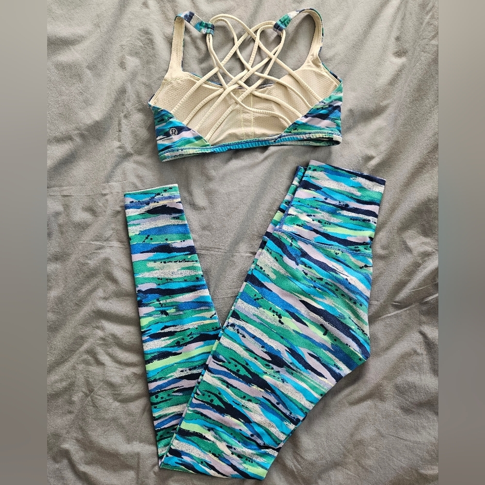 Lulu SET sz 8 Free to Be bra | 6 Leggings Hi Rise waist Wunder under Luon pant - Picture 4 of 16